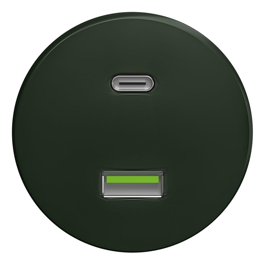 Kliklap - Vanaaegne USB pesa A+C ilma raamita roheline