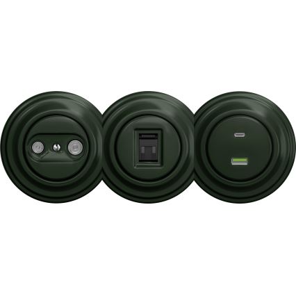 Kliklap - Vanaaegne USB pesa A+C ilma raamita roheline