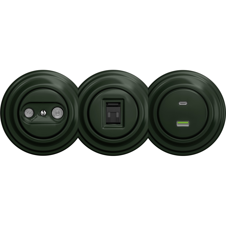 Kliklap - Vanaaegne USB pesa A+C ilma raamita roheline