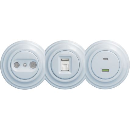 Kliklap - Vanaaegne USB pesa A+C ilma raamita sinine