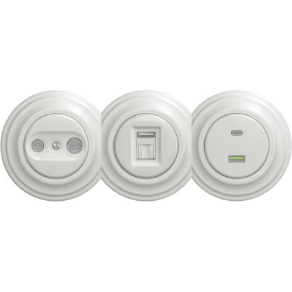Kliklap - Vanaaegne USB pesa A+C ilma raamita valge