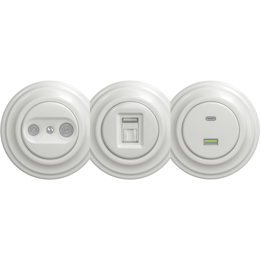 Kliklap - Vanaaegne USB pesa A+C ilma raamita valge
