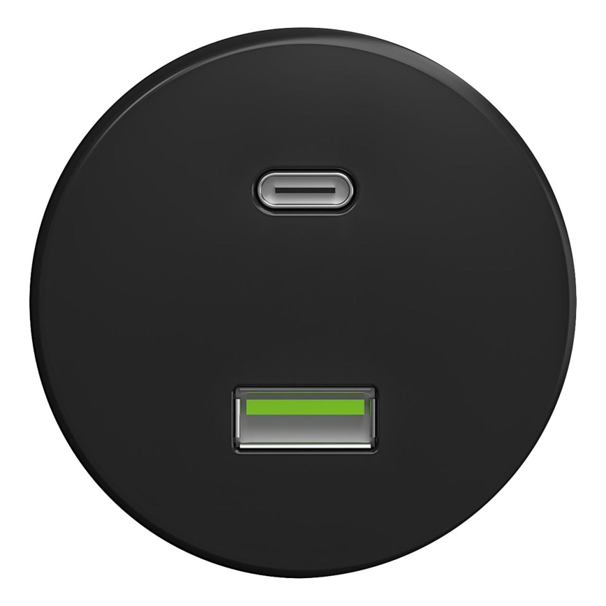 Kliklap - Vanaaegne USB pesa A+C must