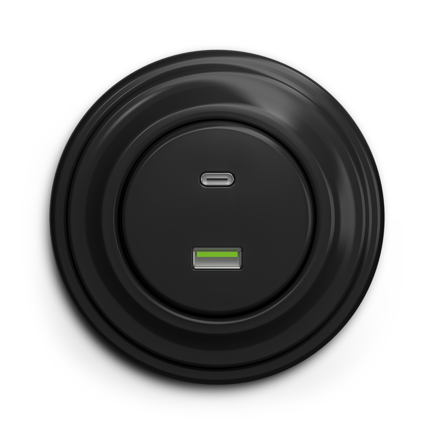 Kliklap - Vanaaegne USB pesa A+C must