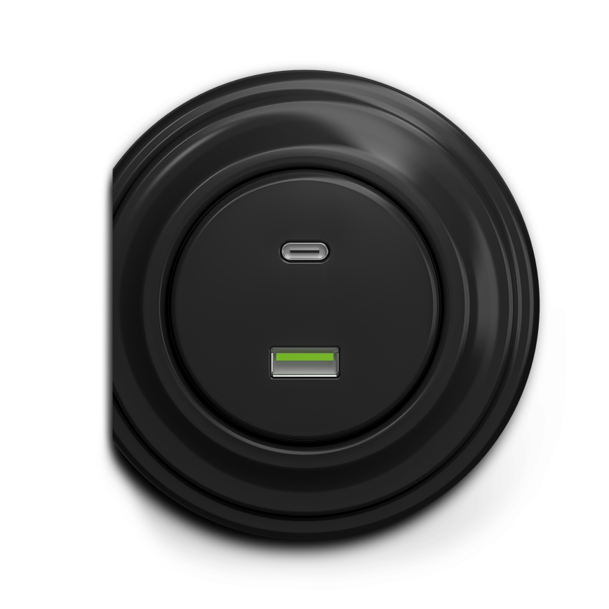 Kliklap - Vanaaegne USB pesa A+C must