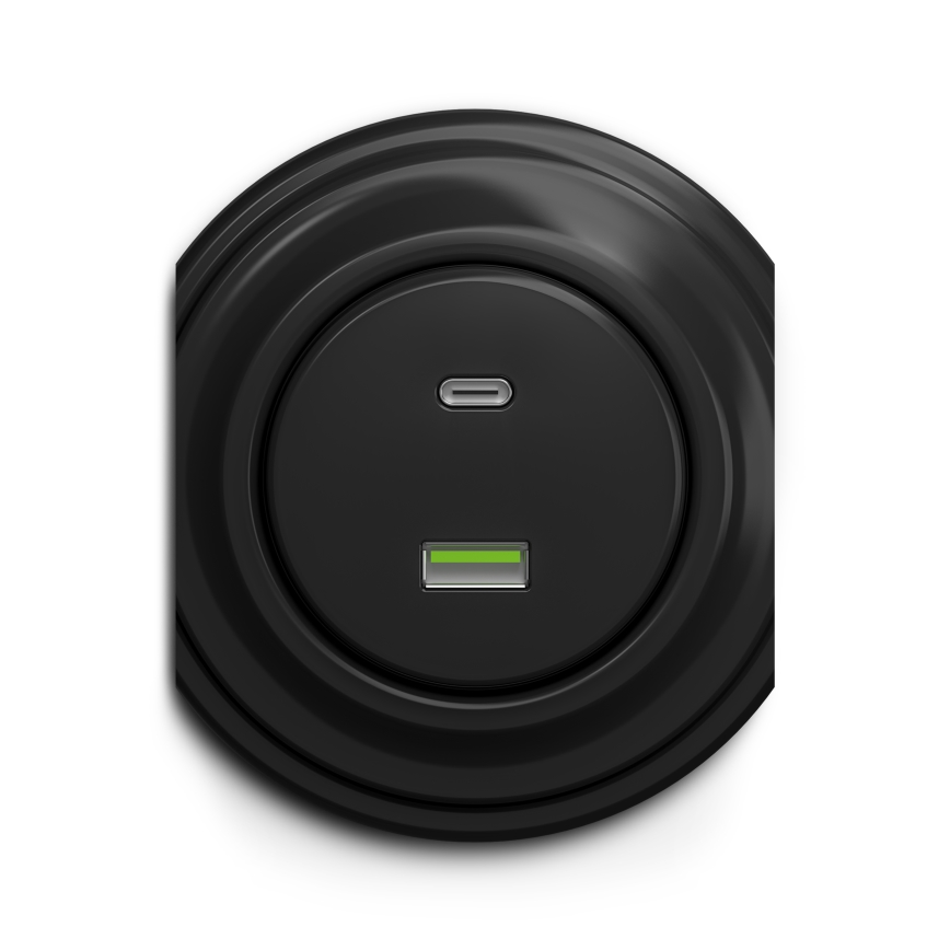 Kliklap - Vanaaegne USB pesa A+C must