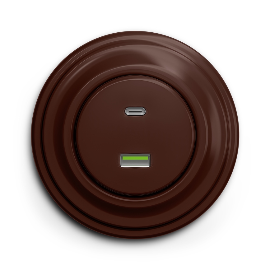 Kliklap - Vanaaegne USB pesa A+C pruun