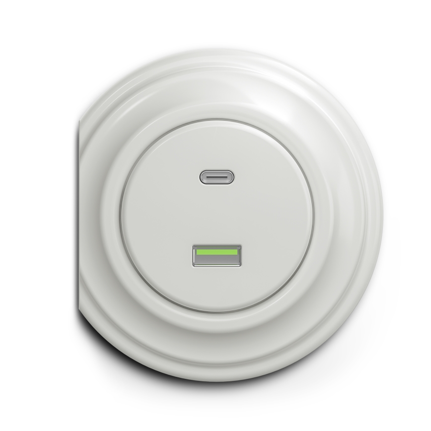 Kliklap - Vanaaegne USB pesa A+C valge