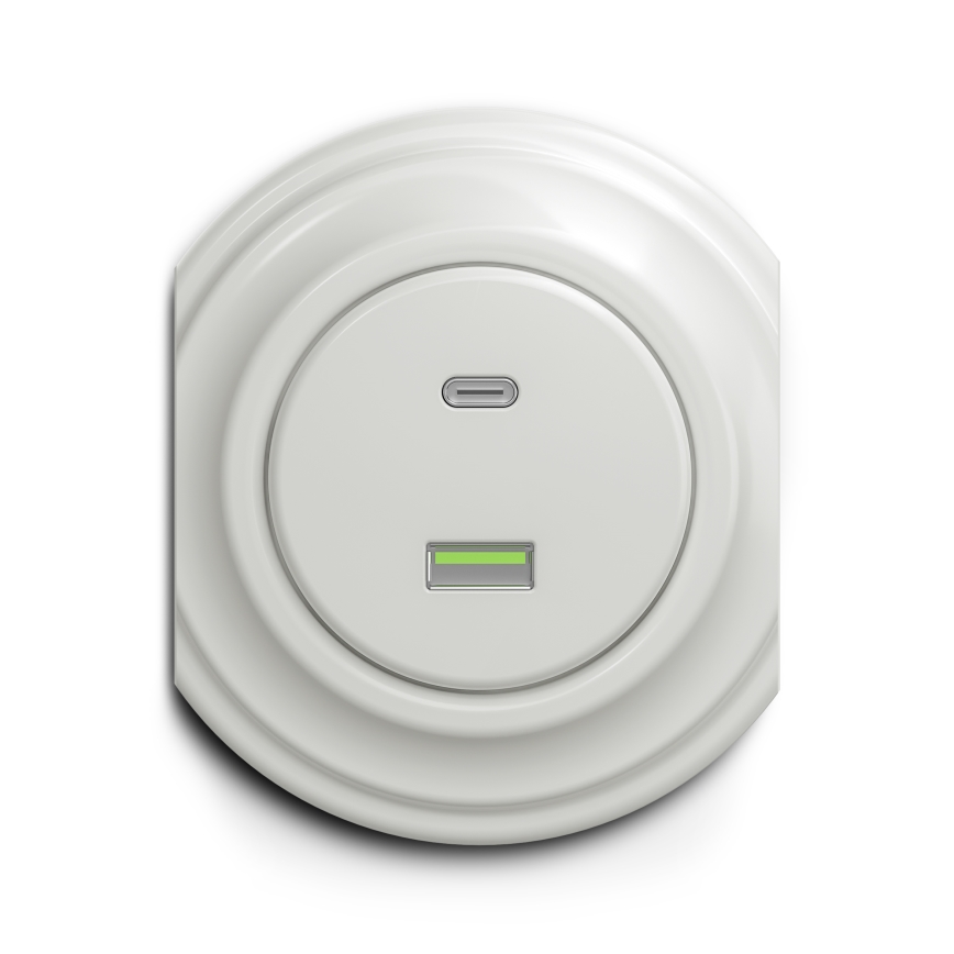 Kliklap - Vanaaegne USB pesa A+C valge