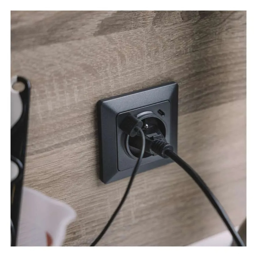 Kodune pistikupesa USB-A+USB-C, Prantsuse tüüpi, 250V/16A, antratsiit