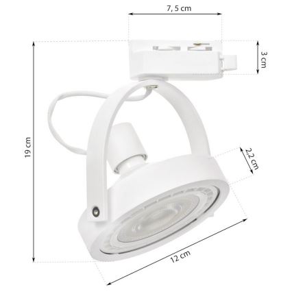 Kohtvalgust rööbassüsteemi LUGAR 1xAR111 - GU10/25W/230V