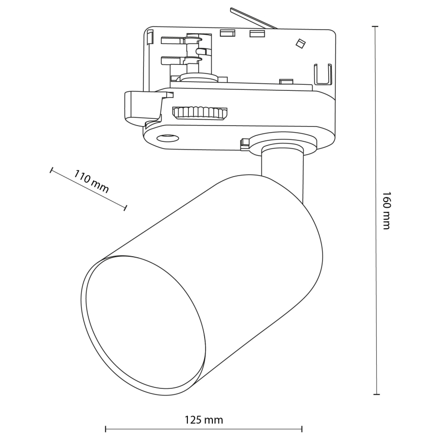 Kohtvalgusti kolmefaasilisele rööbassüsteemile TOP 1xGU10/10W/230V must