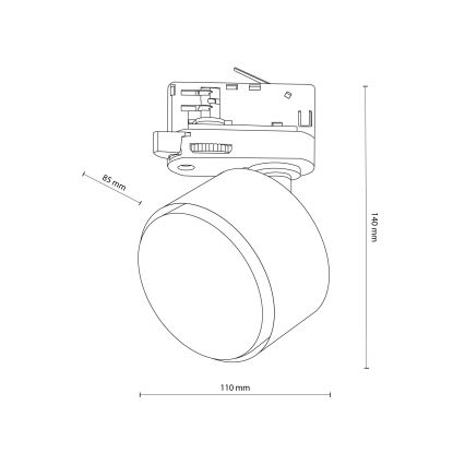 Kohtvalgusti Kolmefaasilisele rööbassüsteemile TRACER 1xGX53/11W/230V must