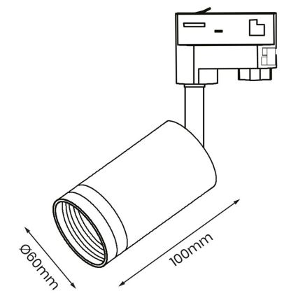 Kohtvalgusti kolmefaasilisse rööbassüsteemi PIPE 1xGU10/25W/230V must