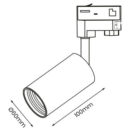 Kohtvalgusti kolmefaasilisse rööbassüsteemi PIPE 1xGU10/25W/230V must