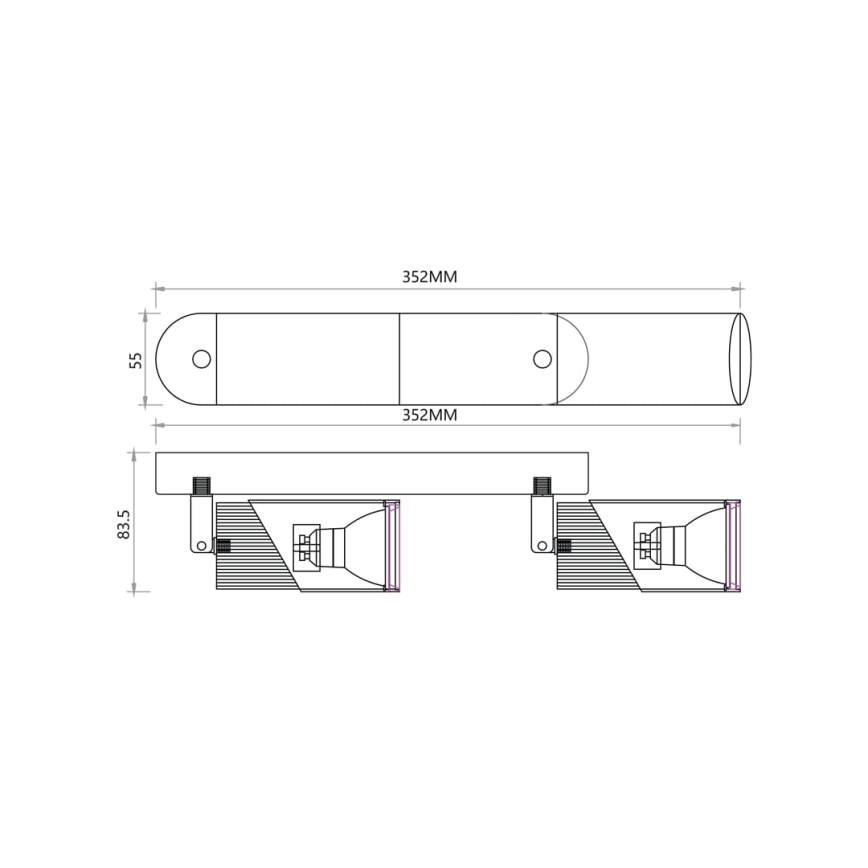 Kohtvalgusti NEO 2xGU10/8W/230V must/kuldne