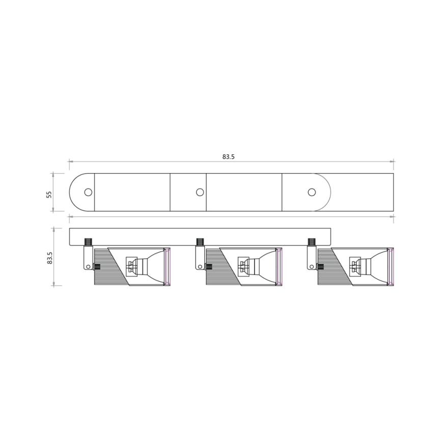 Kohtvalgusti NEO 3xGU10/8W/230V must/kuldne