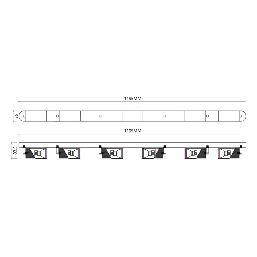 Kohtvalgusti NEO 6xGU10/8W/230V must/kuldne