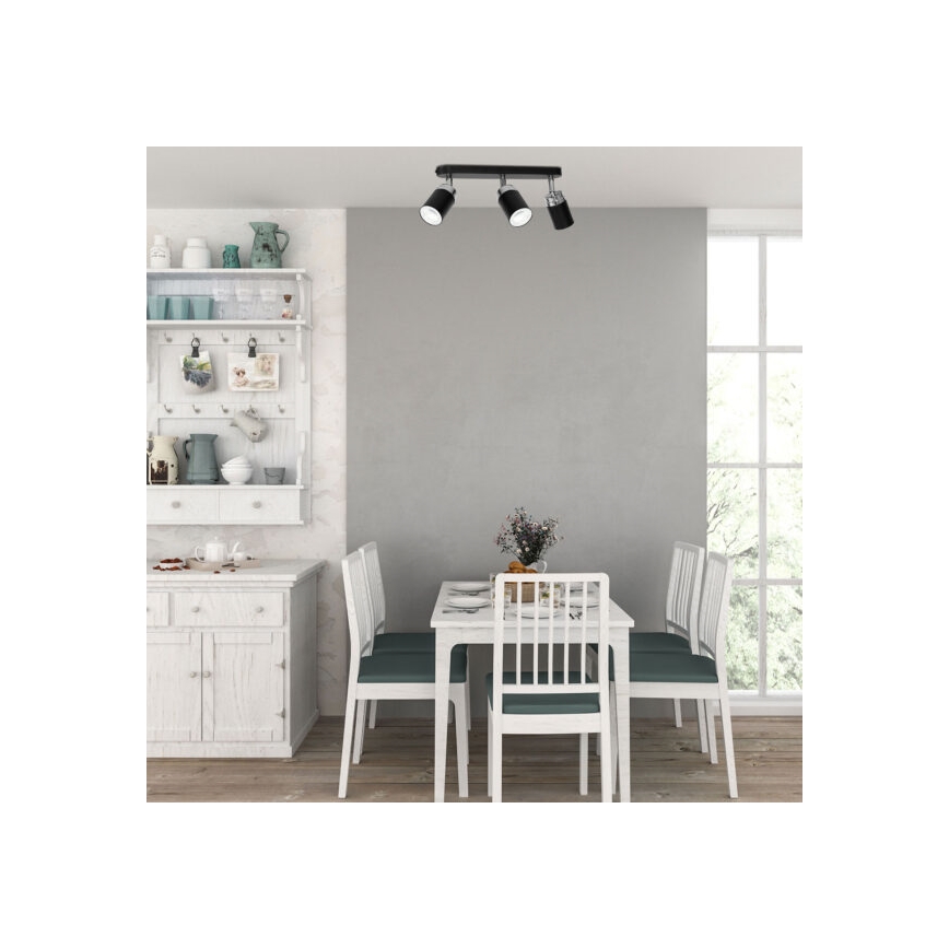 Kohtvalgusti RENO 3xGU10/8W/230V must/läikiv kroom