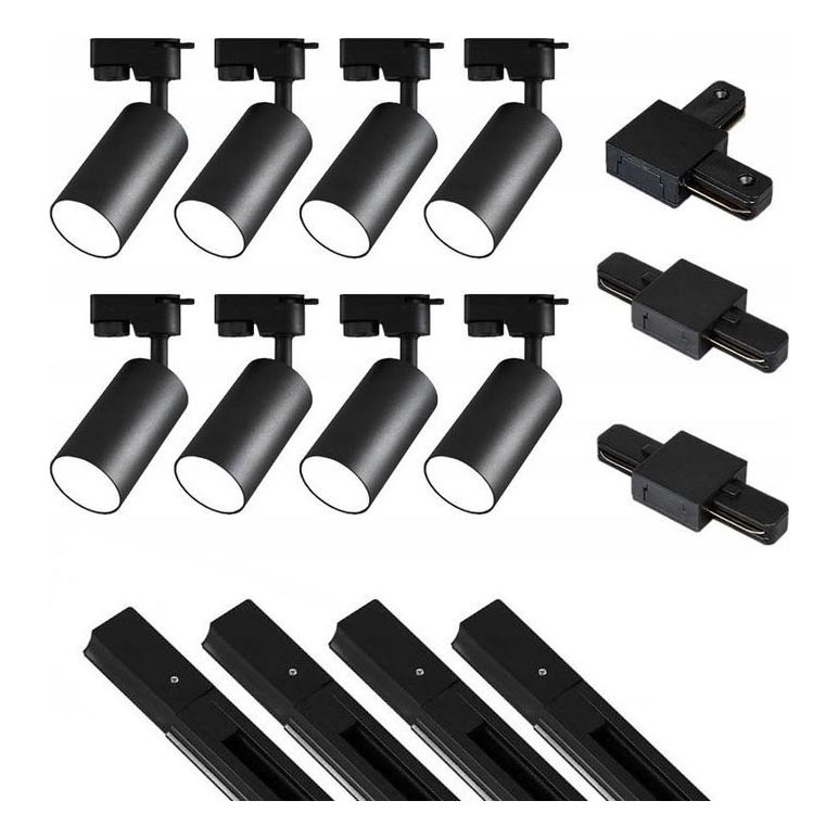Kohtvalgusti rööbassüsteemi 8xGU10/25W/230V 4 m must