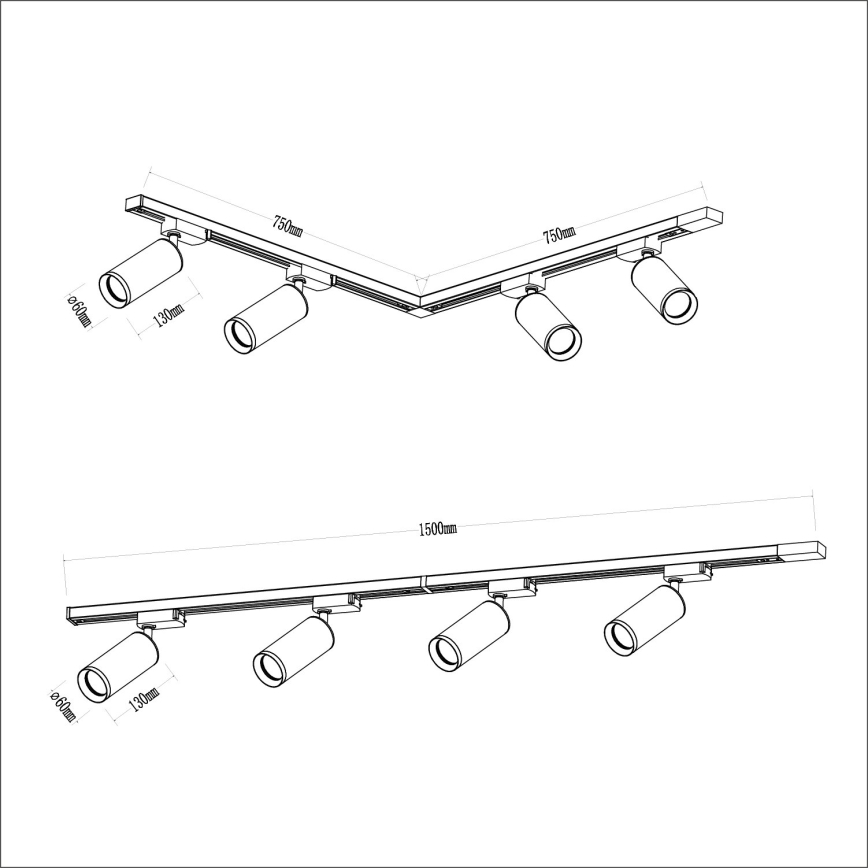 Kohtvalgusti rööbassüsteemi MICA 4xGU10/10W/230V kuldne/must