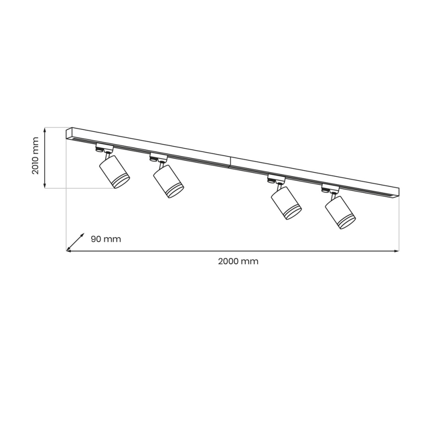 Kohtvalgusti rööbassüsteemi PIPE 4xGU10/10W/230V 2x1m must