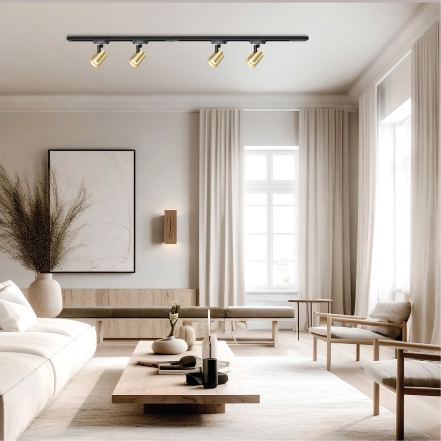 Kohtvalgusti rööbassüsteemi VOLF 4xGU10/10W/230V kuldne/must