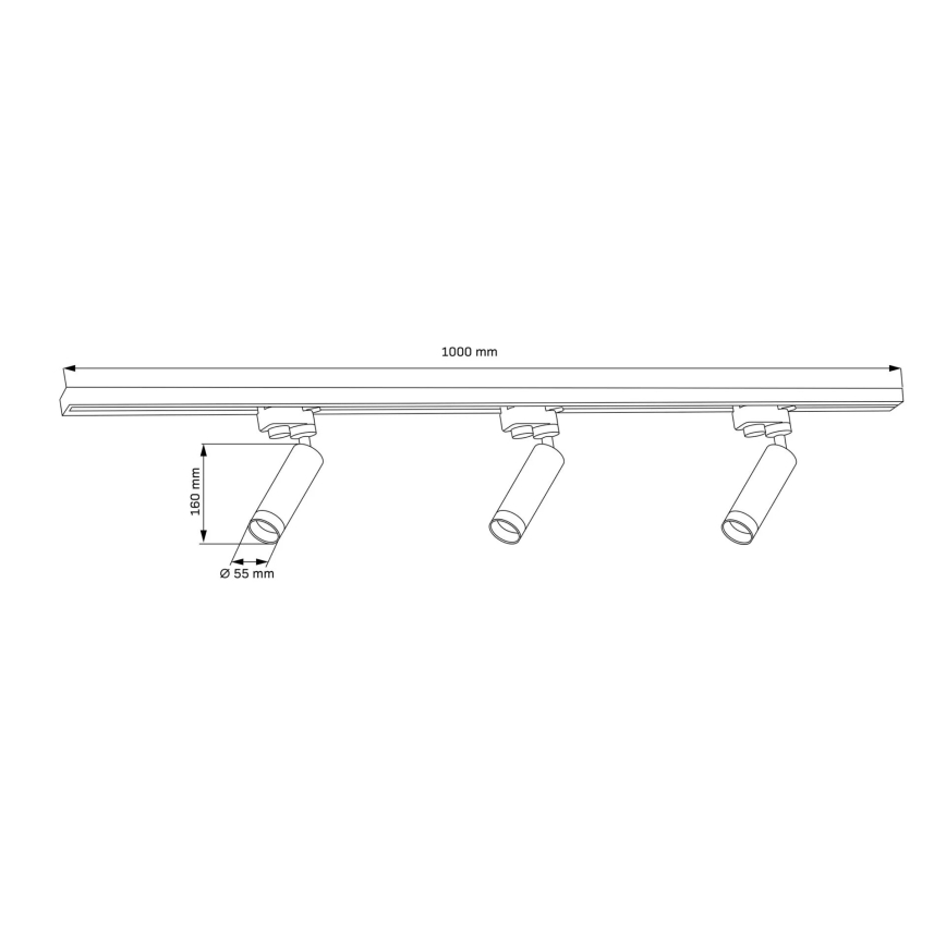 Kohtvalgusti rööbassüsteemile FADO 3xGU10/10W/230V + 1 m rööbassüsteem must