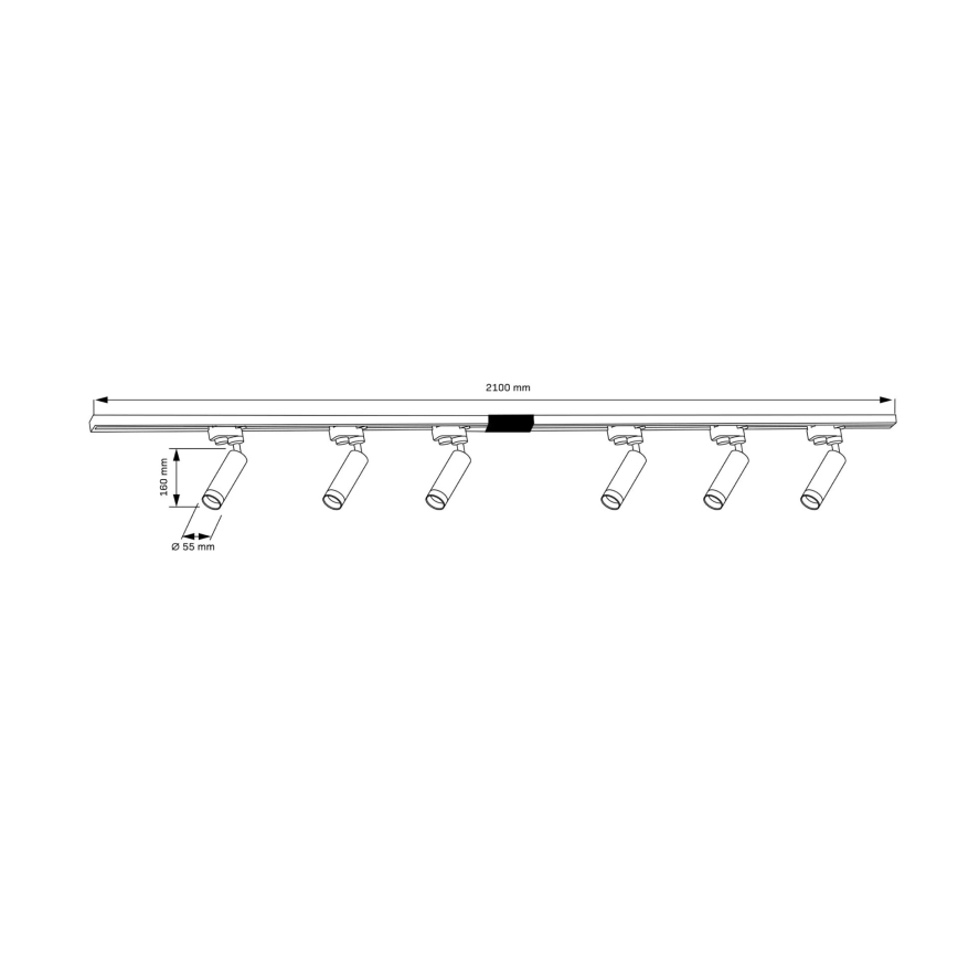 Kohtvalgusti rööbassüsteemile FADO 6xGU10/10W/230V + 2x1 m rööbassüsteem must