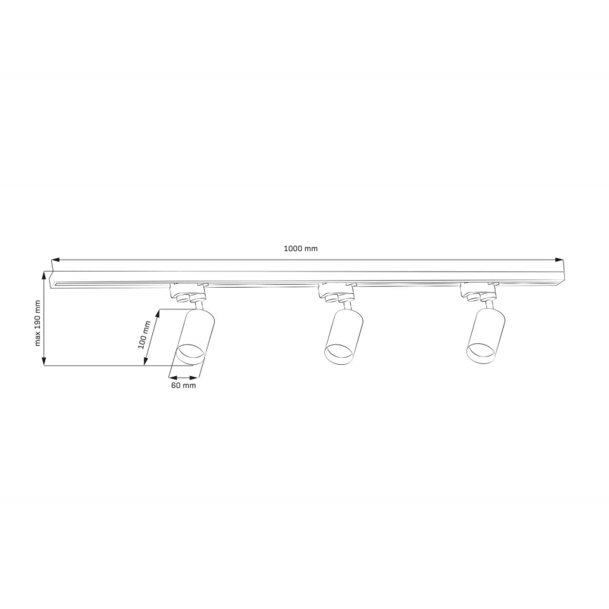 Kohtvalgusti rööbassüsteemile MARIBEL 3xGU10/10W/230V +1 m rööbassüsteem kuldne