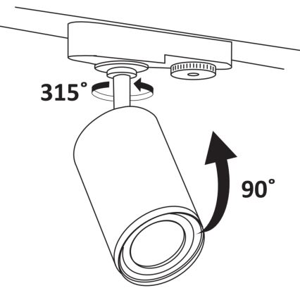 Kohtvalgusti rööbassüsteemile PARIIS 3xGU10/10W/230V + 1 m siin süsteem valge