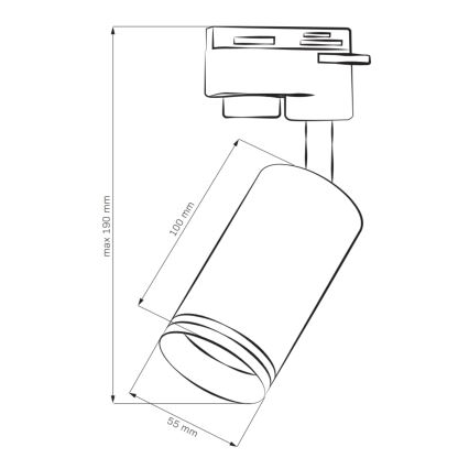 Kohtvalgusti rööbassüsteemile PARIIS 3xGU10/10W/230V + 1 m siin süsteem must