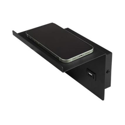 Kohtvalgusti seinale koos riiuliga ja USB laadija 1xG9/35W/230V must/kuldne