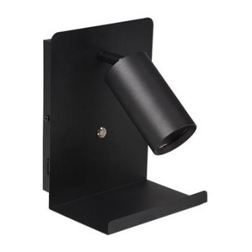 Kohtvalgusti seinale koos riiuliga ja USB laadija 1xGU10/35W/230V must