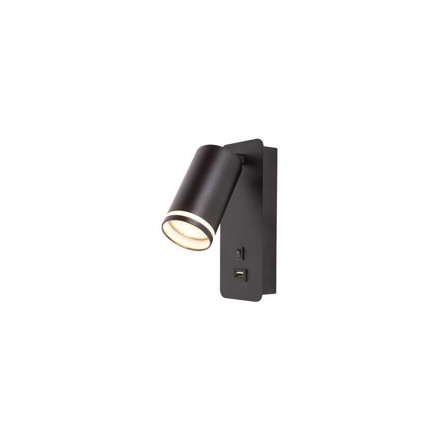 Kohtvalgusti seinale koos USB laadijaga 1xGU10/35W/230V must