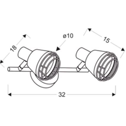 Kohtvalgusti seinale NERIA 2xE14/40W/230V must/vask