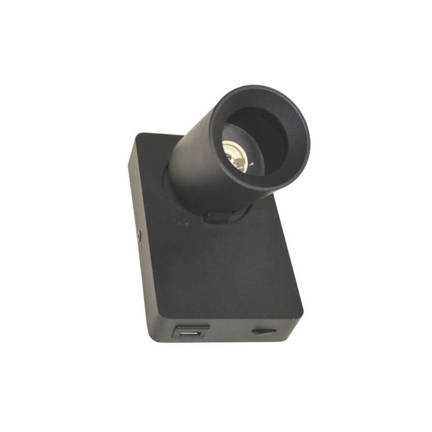 Kohtvalgusti seinale TAFT 1xGU10/30W/230V USB must