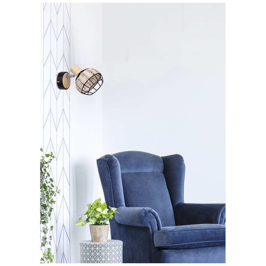 Kohtvalgusti seinale TAJGA 1xE14/40W/230V rotang/must
