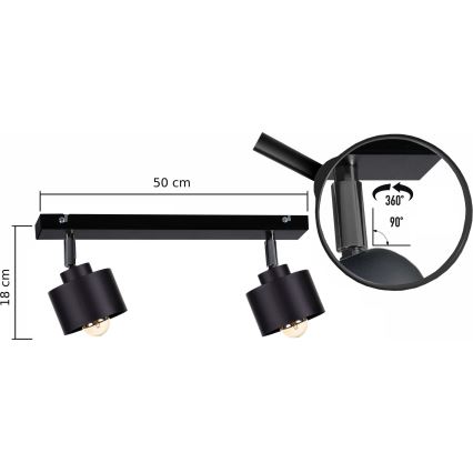 Kohtvalgusti SIMPLY BLACK 2xE27/60W/230V