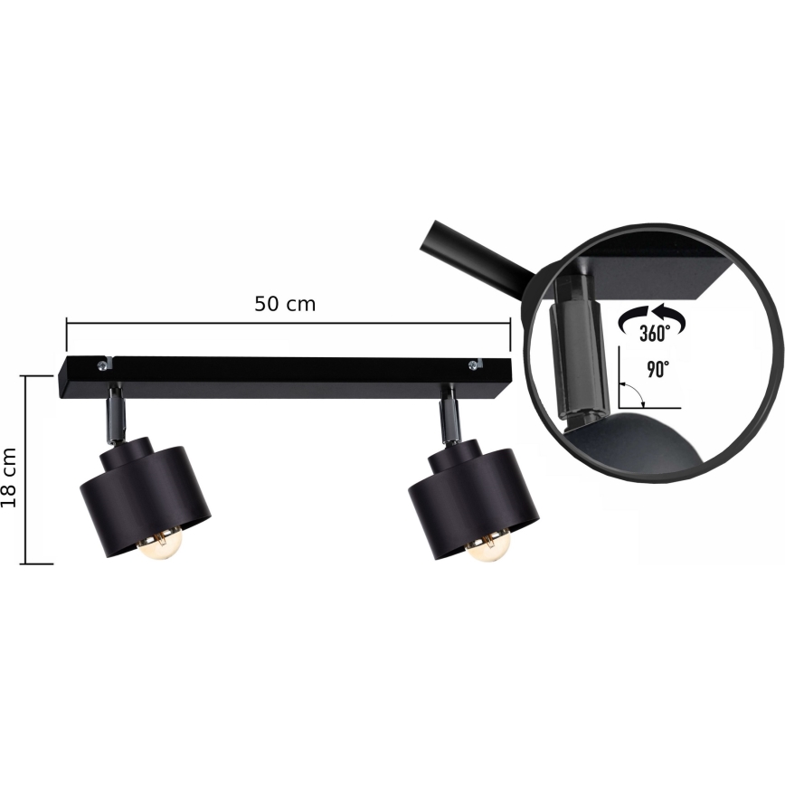 Kohtvalgusti SIMPLY BLACK 2xE27/60W/230V