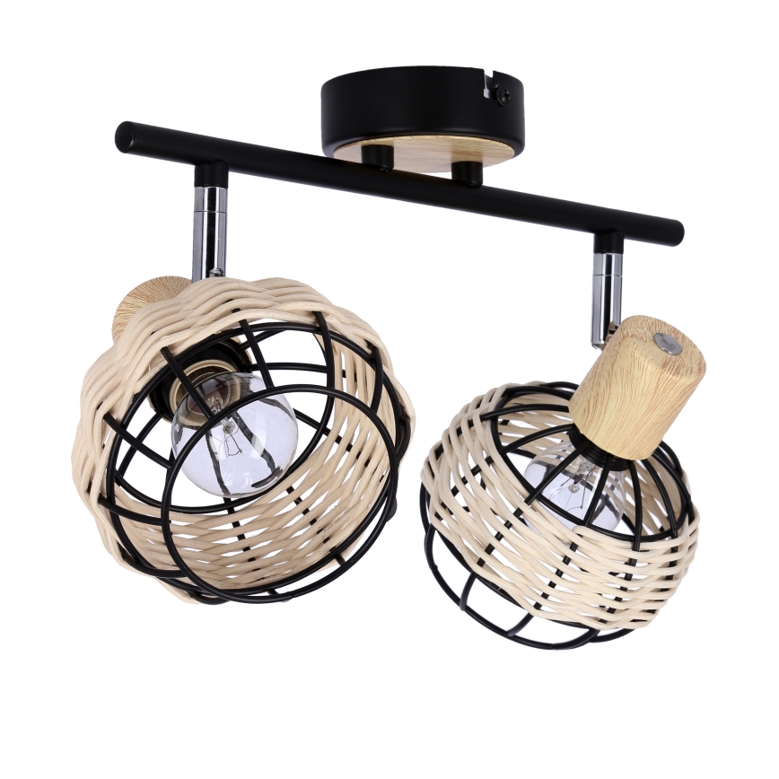 Kohtvalgusti TAJGA 2xE14/40W/230V rotang/must