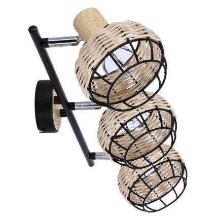 Kohtvalgusti TAJGA 3xE14/40W/230V rotang/must