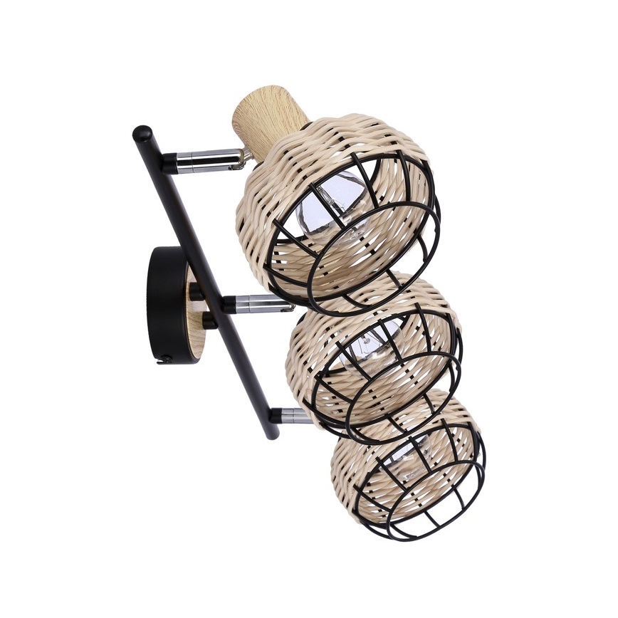 Kohtvalgusti TAJGA 3xE14/40W/230V rotang/must