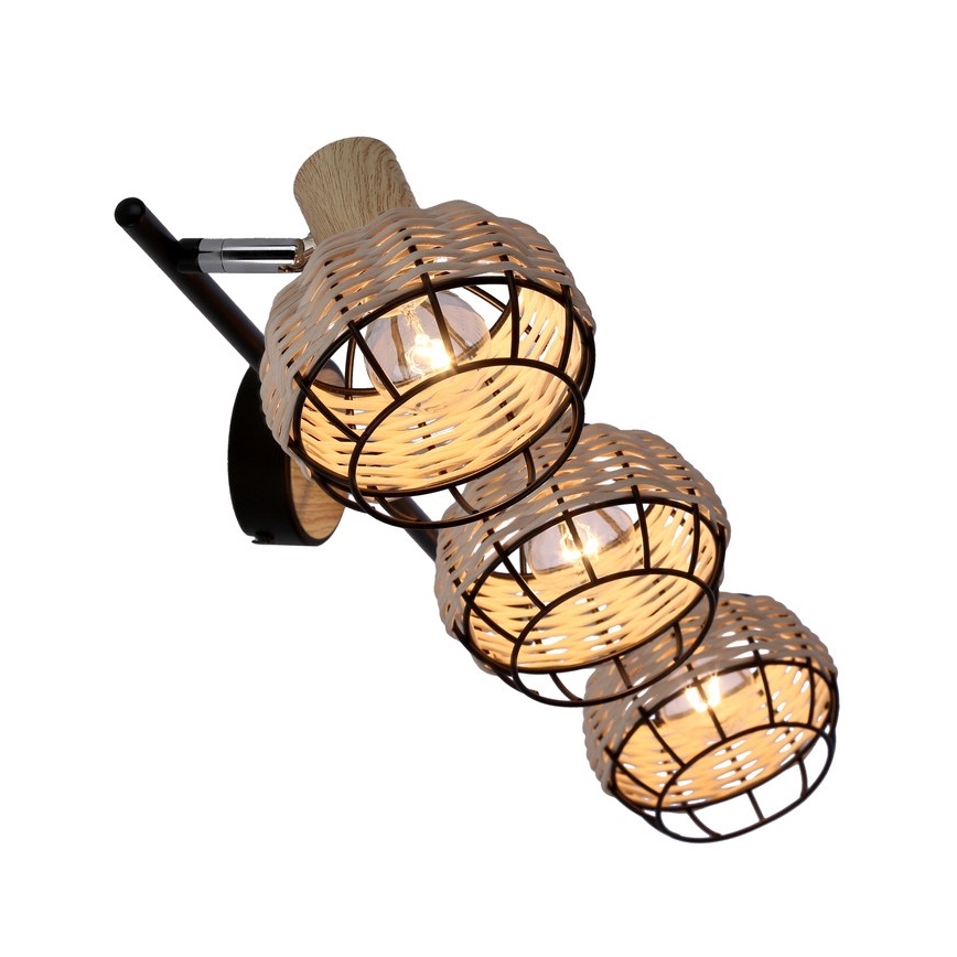 Kohtvalgusti TAJGA 3xE14/40W/230V rotang/must