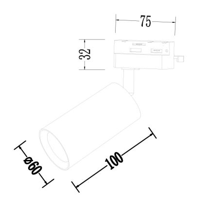 Kohtvalgusti ühefaasilise rööbassüsteemi jaoks PIPE 1xGU10/10W/230V must