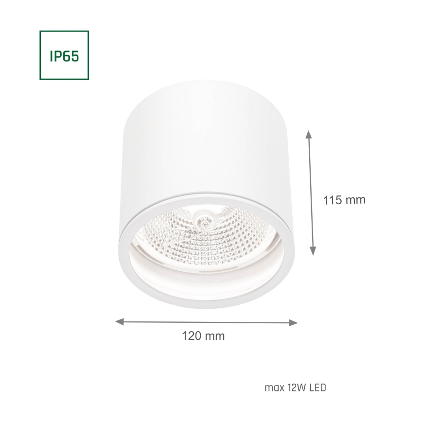 Kohtvalgusti vannituppa CHLOE AR111 1xGU10/12W/230V IP65 ümmargune valge