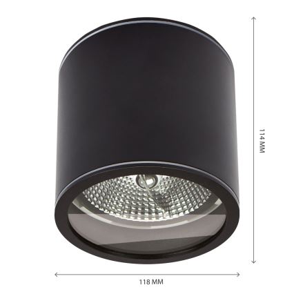 Kohtvalgusti vannituppa CHLOE AR111 1xGU10/15W/230V IP44 ümmargune must