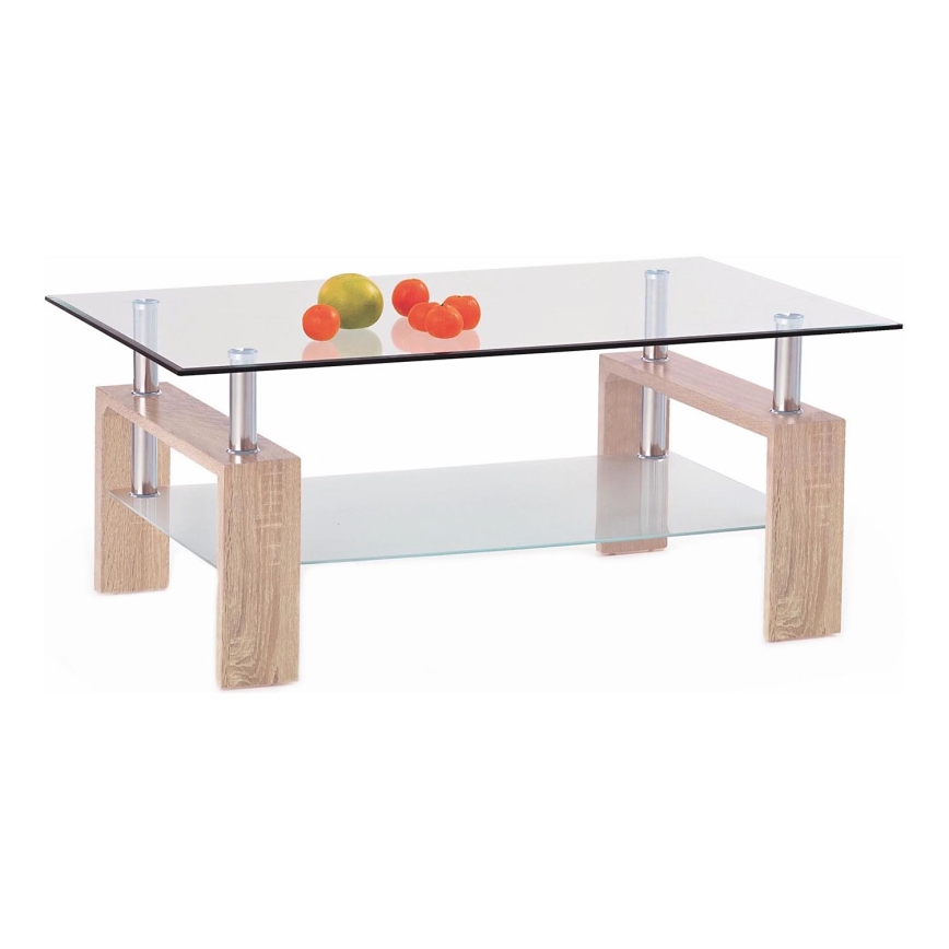 Kohvilaud 55x110 cm läbipaistev/tamm sonoma