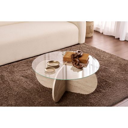 Kohvilaud BUBBLE, läbimõõt 75 cm, beež/läbipaistev