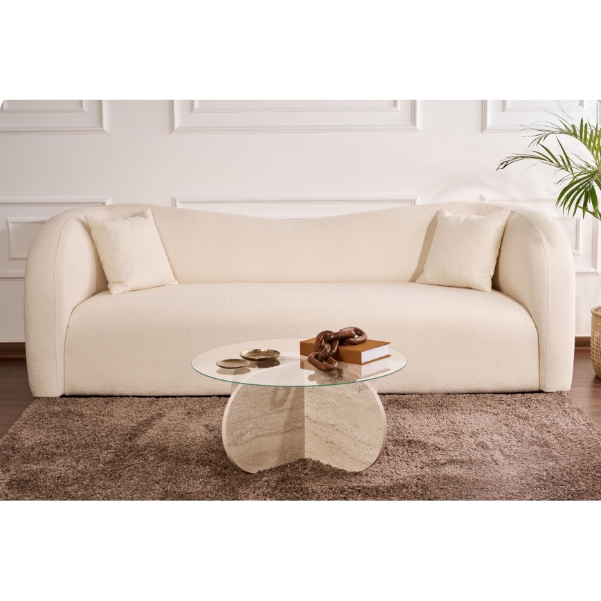 Kohvilaud BUBBLE, läbimõõt 75 cm, beež/läbipaistev